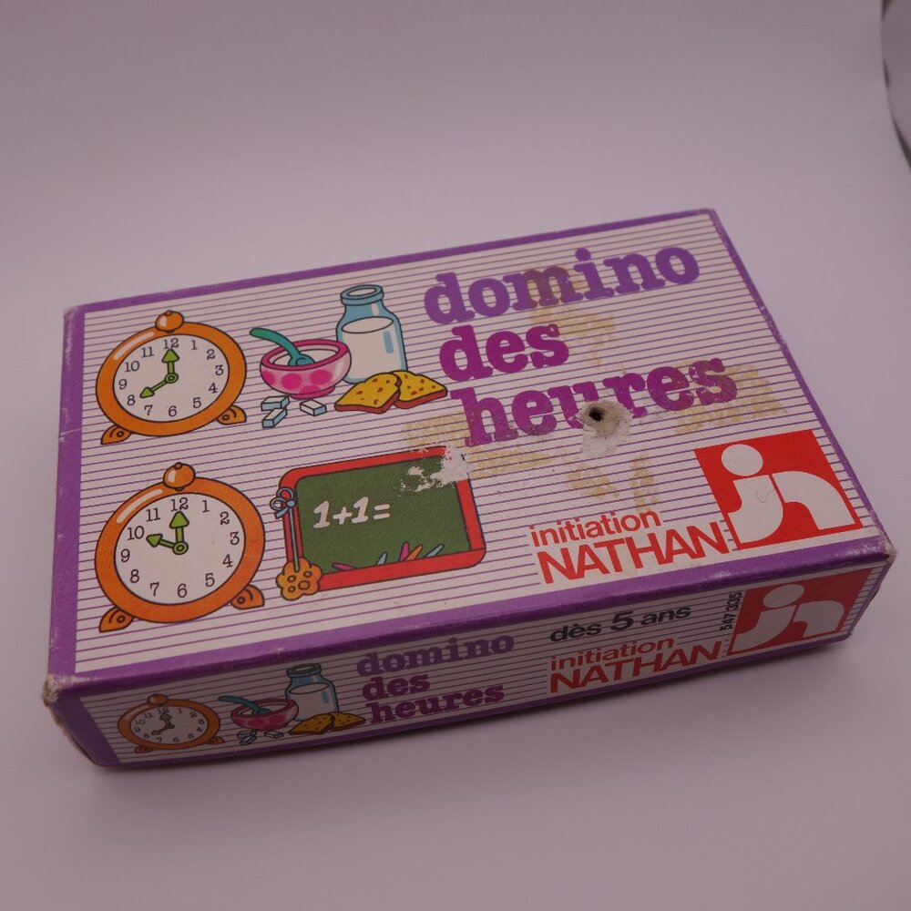Vtg Nathan Domino des Heures Game - 28 Dominoes